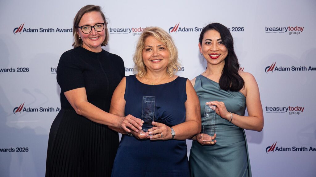 Photo of Olga McDonald and Elvira D’Amore, Solventum Corp. and Shelly Yen, J.P. Morgan.