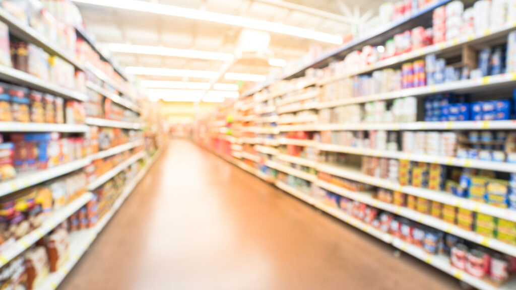 Blurry photo of shop aisle