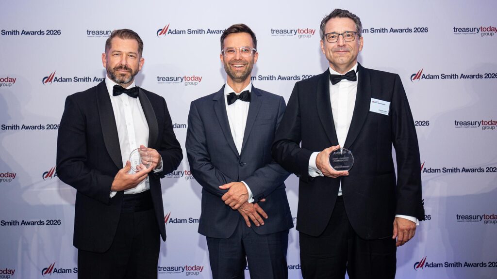 Photo of Martin Seward, American Express, Andreas Monsport and Jörg Bermüller, Merck KGaA.