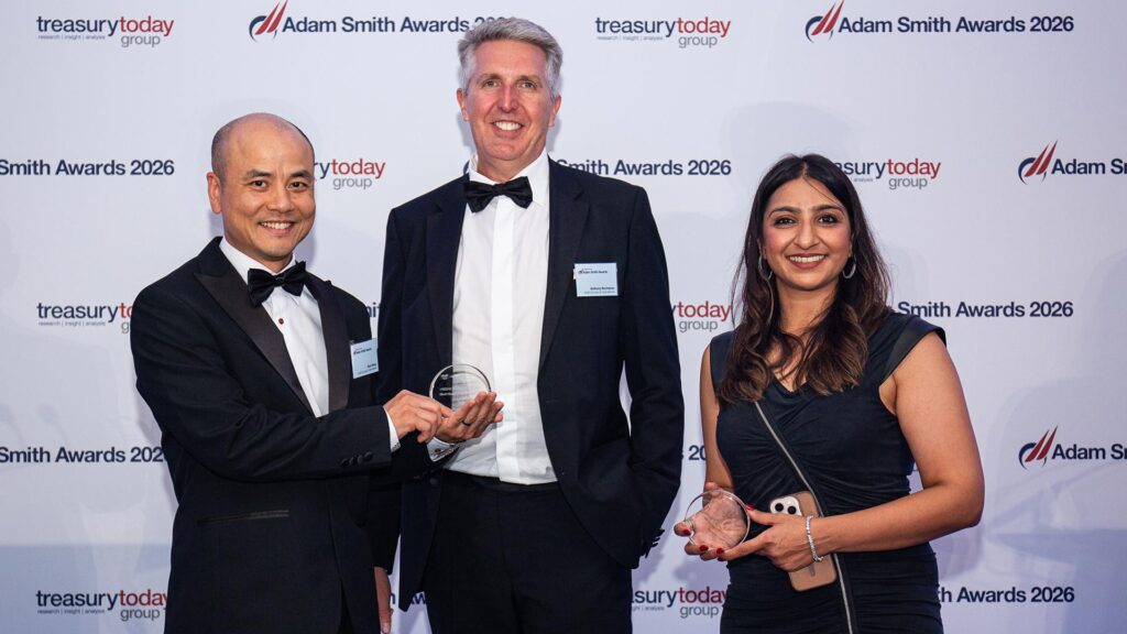 Photo of Nick Zhang and Anthony Buchanan, Asahi Europe & International and Mehwish Jangda, Citi.