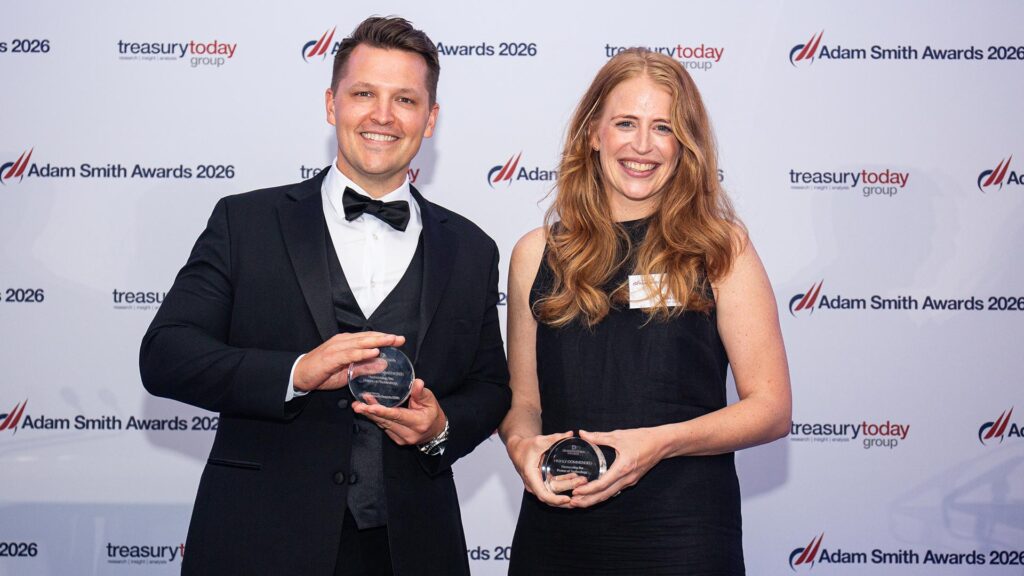 Photo of Conner Williams, Diamondback Energy and Maria Crist, Goldman Sachs Transaction Banking.