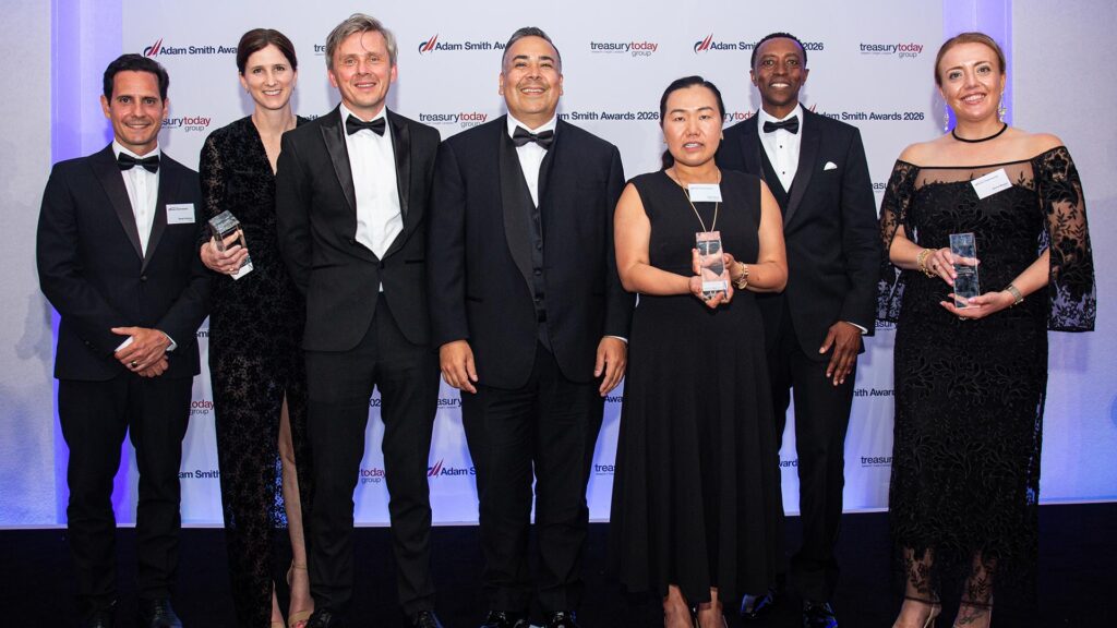 Photo of Daniel Chamoun, Kyriba, Carmen-Christina Kelleher, Citi, Barry Prior, Jason Palomino, Claire Wang and Tim Muindi, ServiceNow.